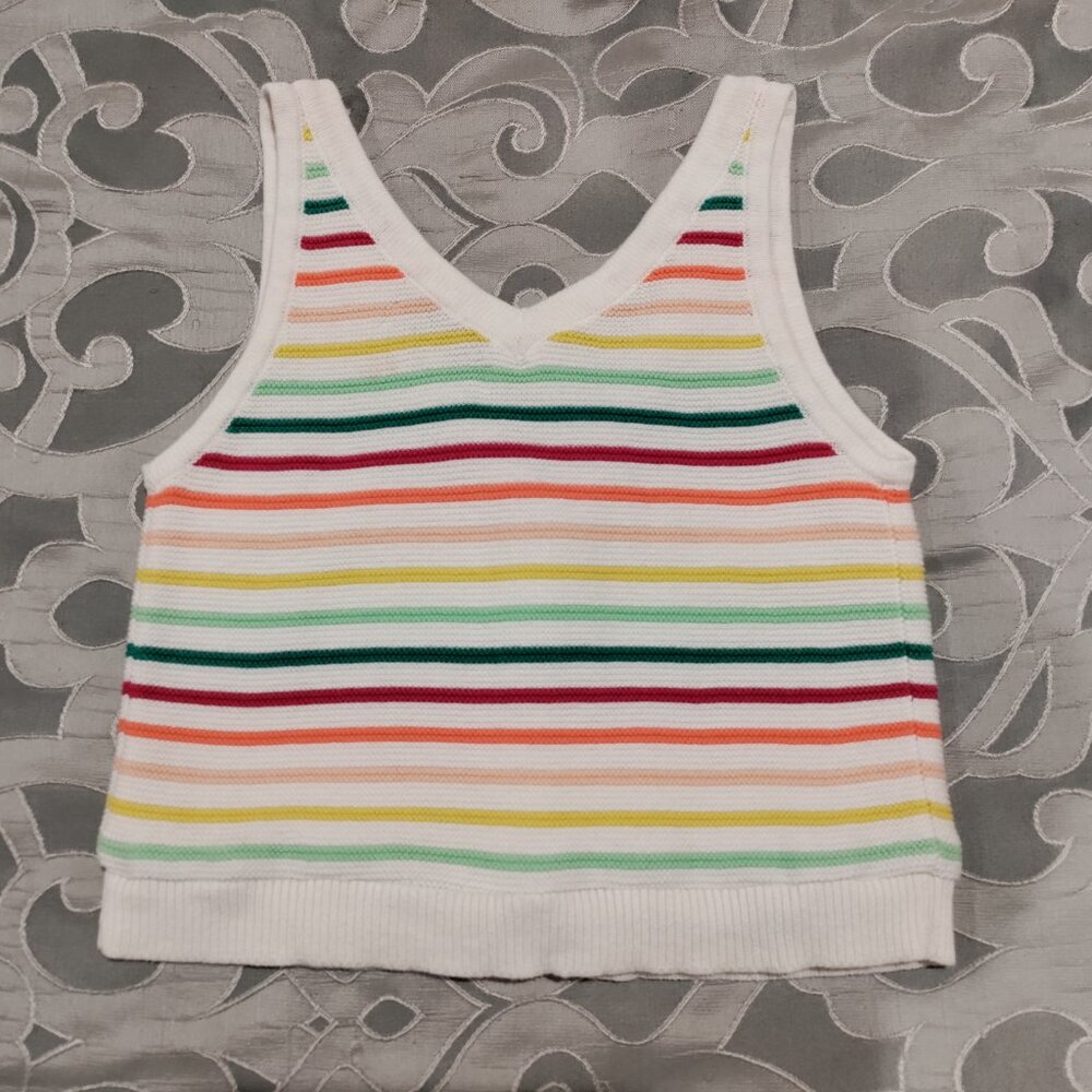 Rainbow Button-Up Cropped Sweater Vest from LOFT - Picture 3 of 6